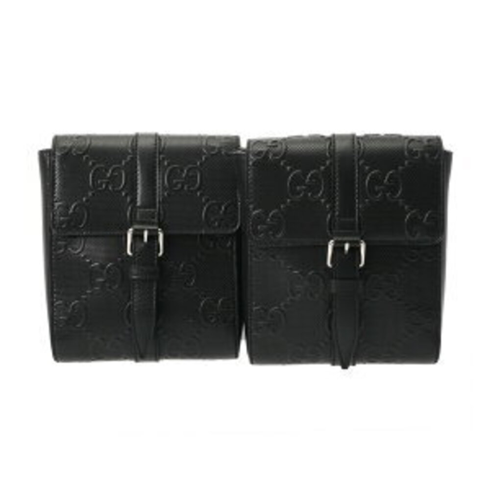 Gucci GG Embossed Waist Clutch Black Leather Bag